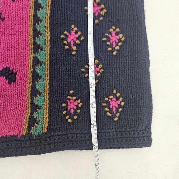 Northern Isles L Embroidered Medieval Fantasy Cardigan Sweater Whimsy Navy Blue - Picture 9 of 10